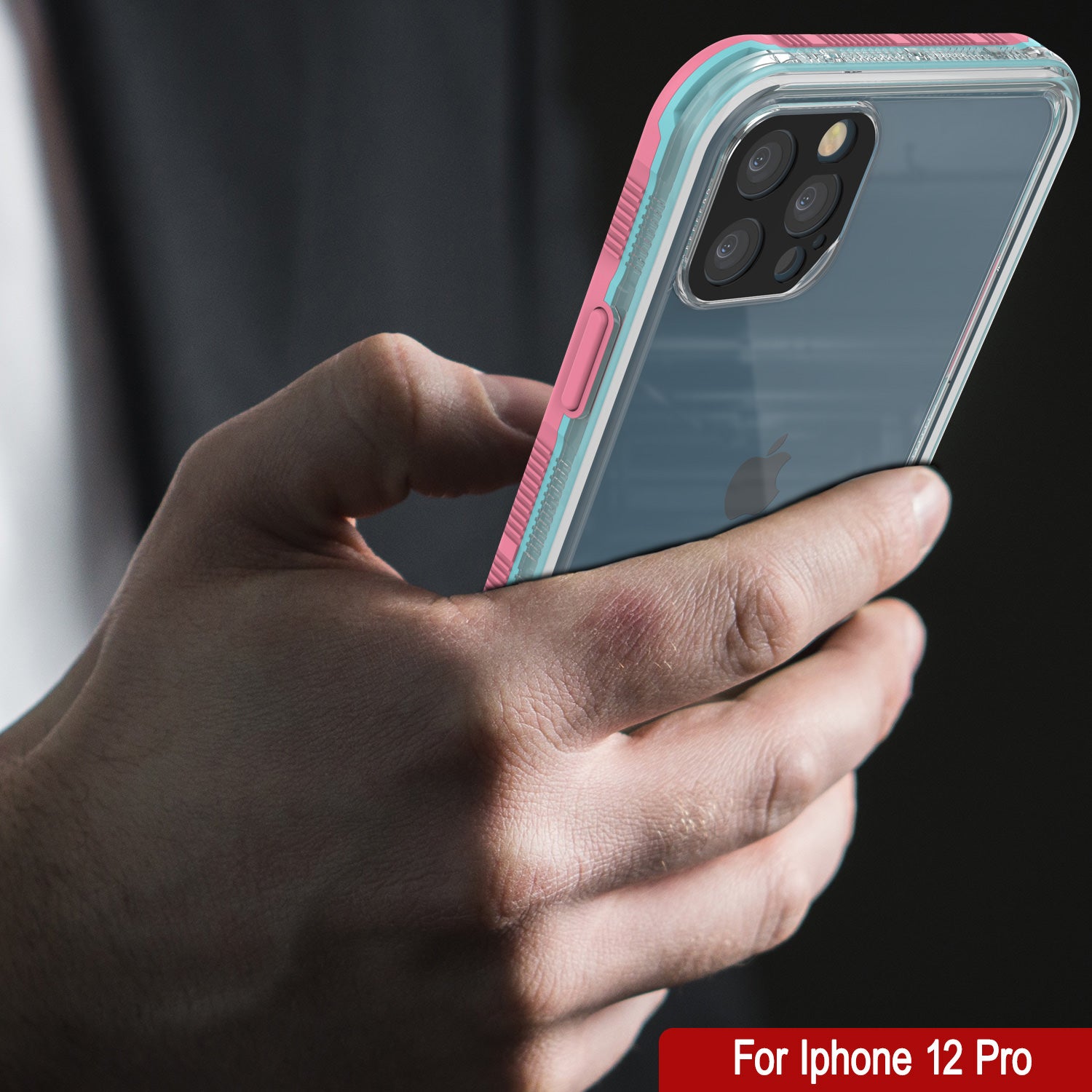 Punkcase iPhone 12 Pro Waterproof Case [Aqua Series] Armor Cover [Clear Pink] [Clear Back]
