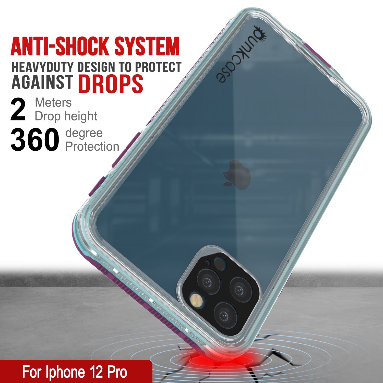 Punkcase iPhone 13 Pro Waterproof Case [Aqua Series] Armor Cover [Clear Blue] [Clear Back]