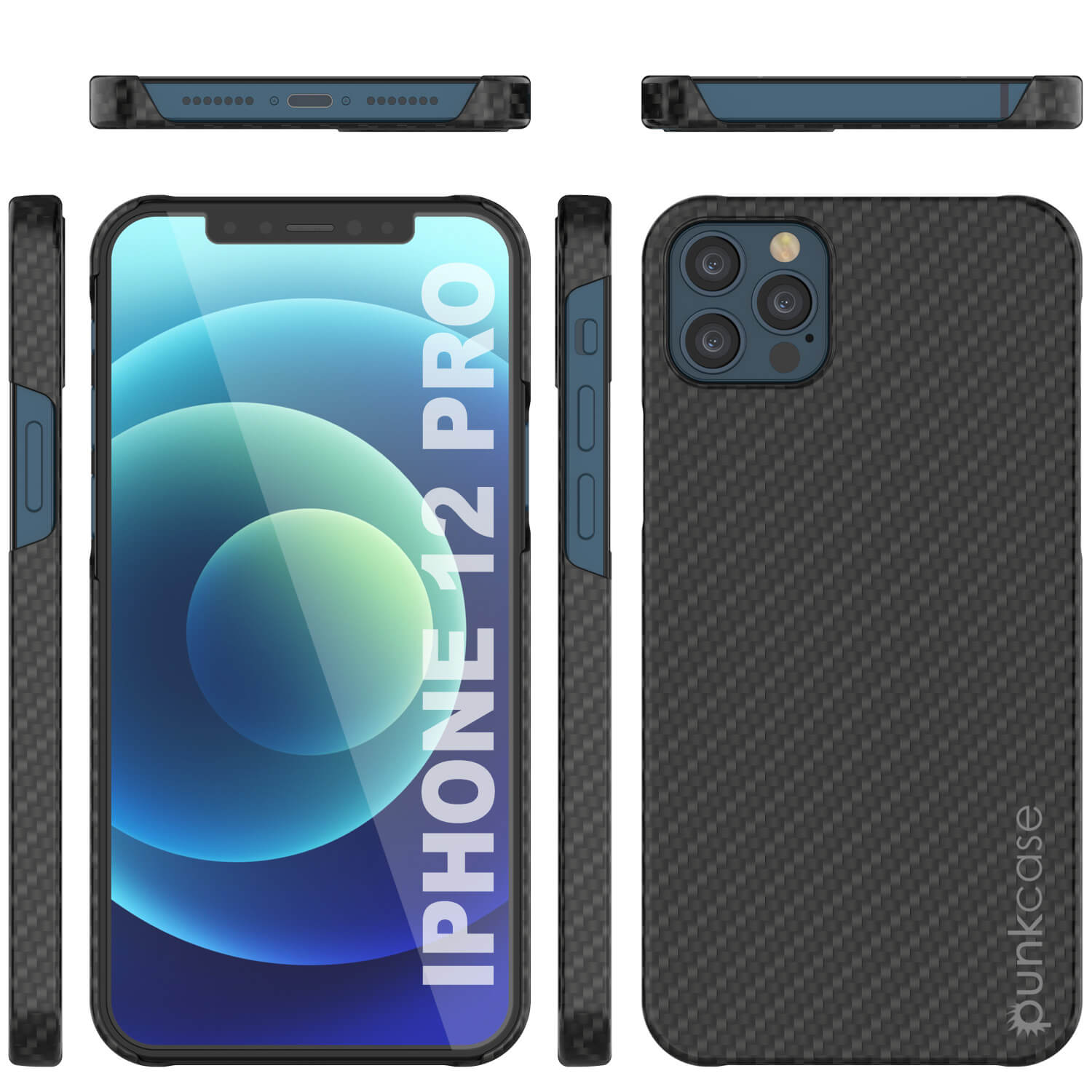 iPhone 12 Pro Case, Punkcase CarbonShield, Heavy Duty & Ultra Thin 2 Piece Dual Layer [shockproof]