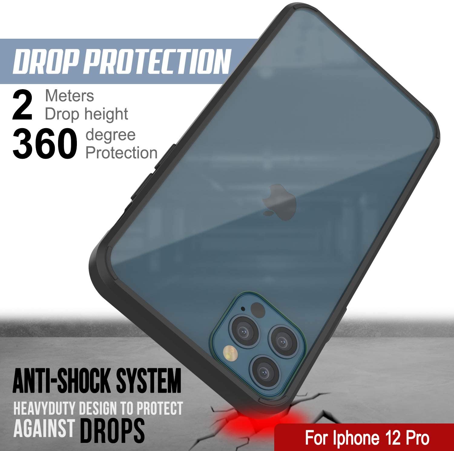 iPhone 12 Pro Case Punkcase® LUCID 2.0 Black Series w/ PUNK SHIELD Screen Protector | Ultra Fit