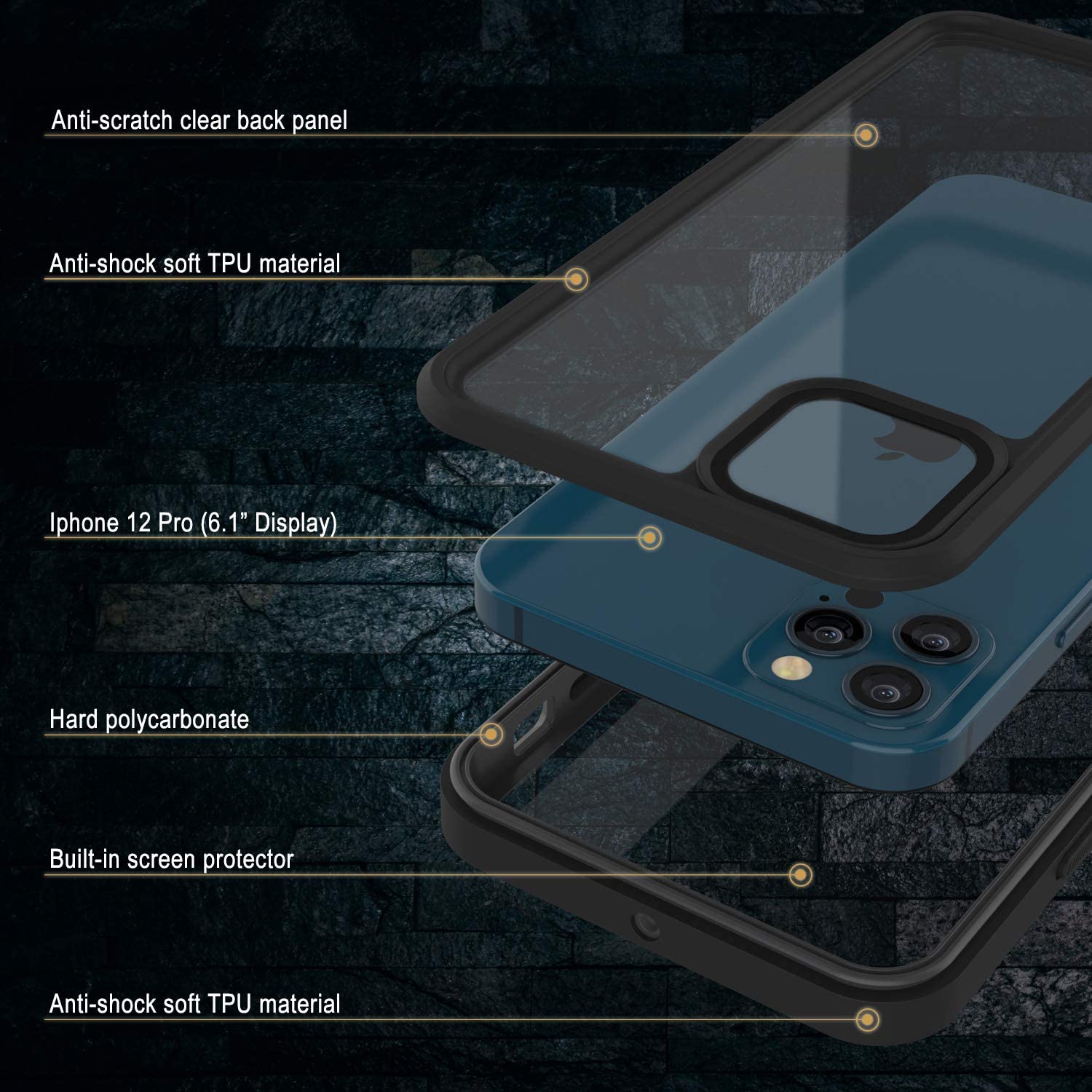 iPhone 12 Pro Waterproof Case, Punkcase [Extreme Series] Armor Cover W/ Built In Screen Protector [Light Blue]