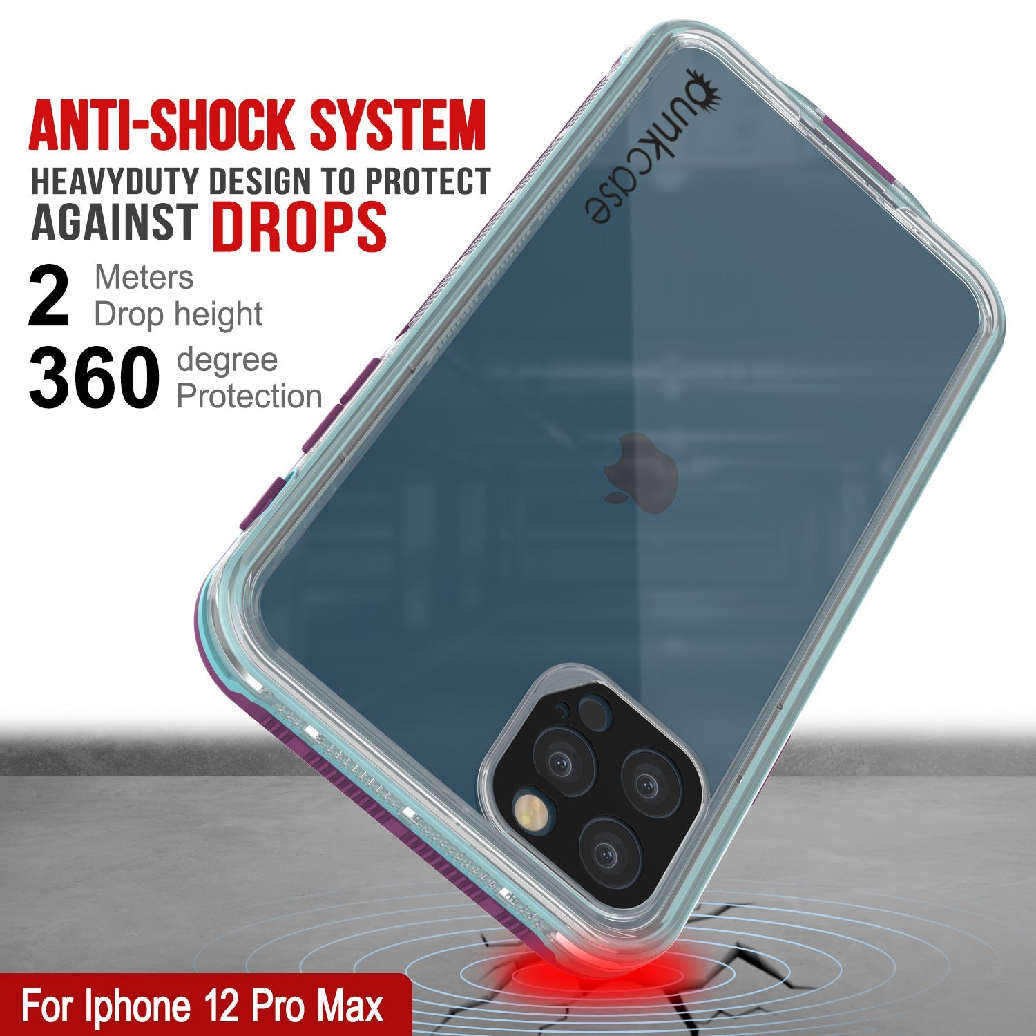 Punkcase iPhone 13 Pro Max Waterproof Case [Aqua Series] Armor Cover [Clear Blue] [Clear Back]