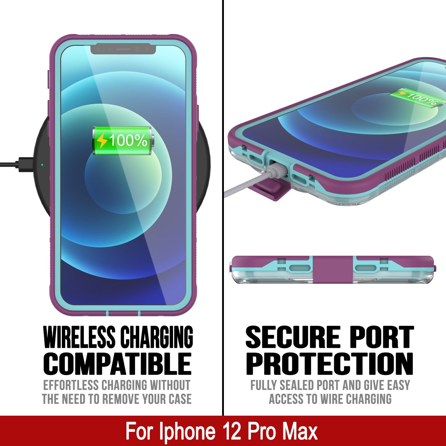Punkcase iPhone 13 Pro Max Waterproof Case [Aqua Series] Armor Cover [Clear Blue] [Clear Back]