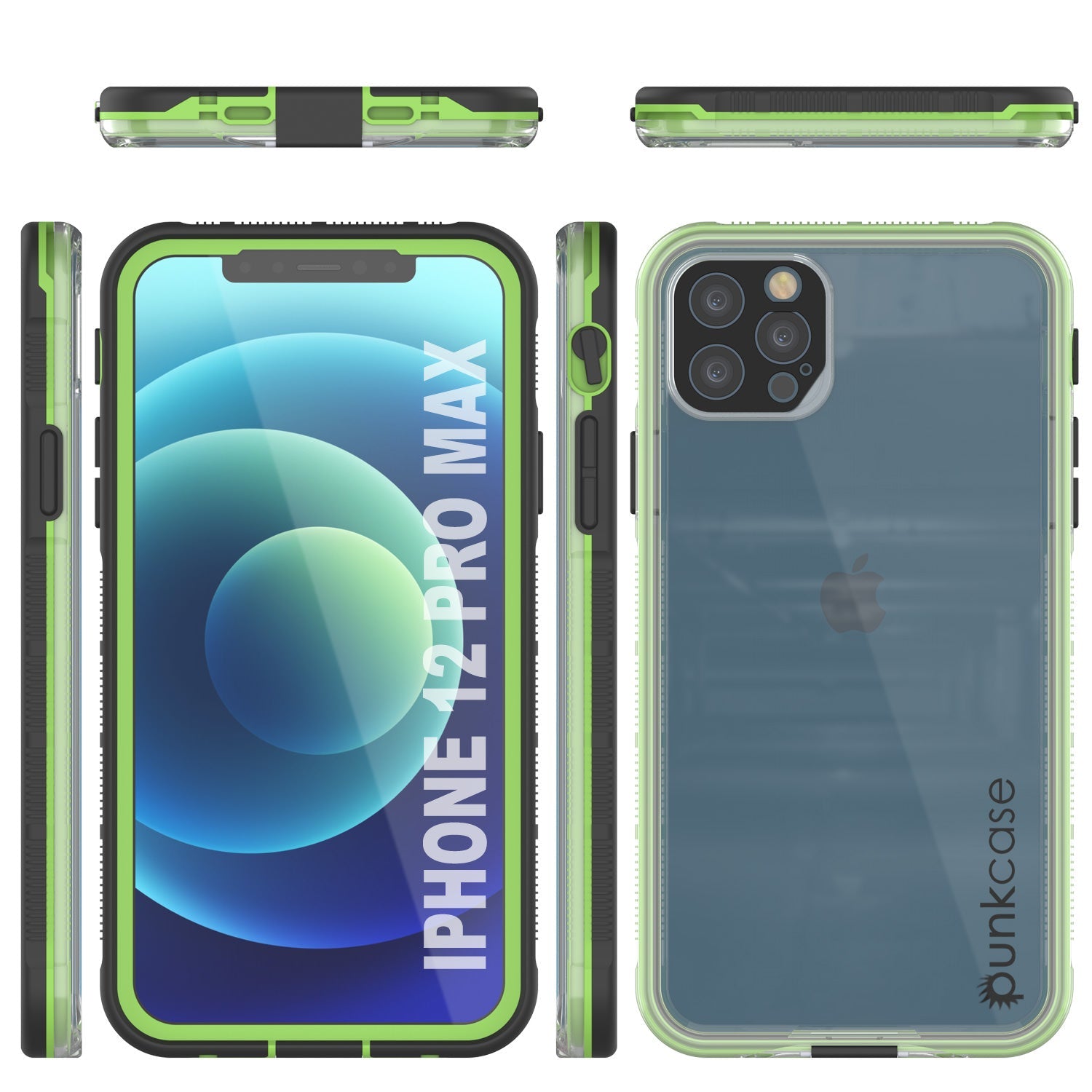 Punkcase iPhone 13 Pro Max Waterproof Case [Aqua Series] Armor Cover [Clear Black] [Clear Back]