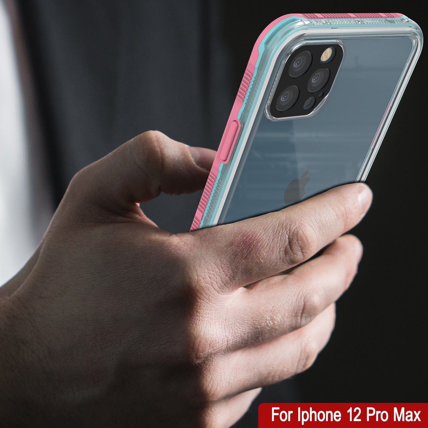 Punkcase iPhone 13 Pro Max Waterproof Case [Aqua Series] Armor Cover [Clear Pink] [Clear Back]