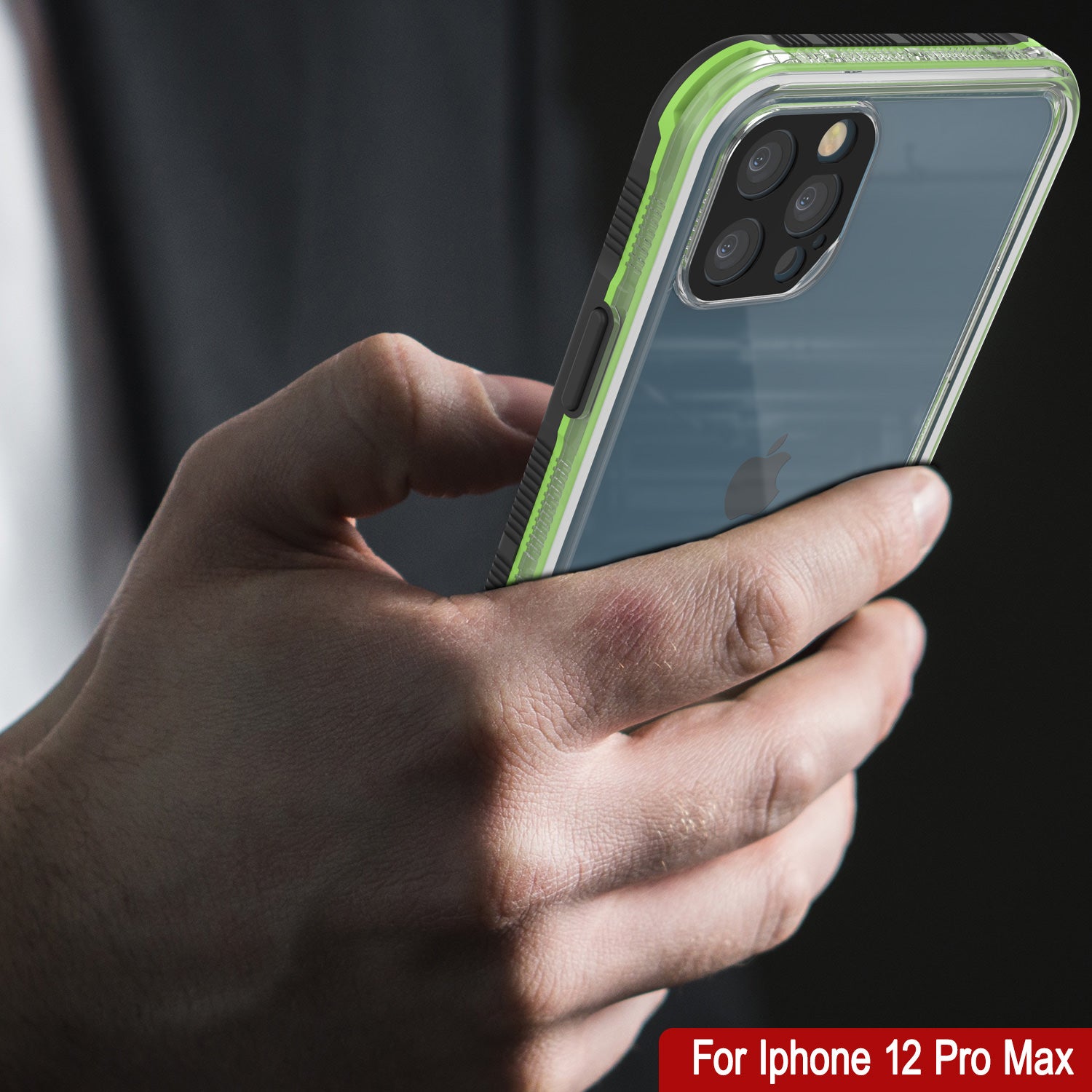 Punkcase iPhone 12 Pro Max Waterproof Case [Aqua Series] Armor Cover [Clear Black] [Clear Back]