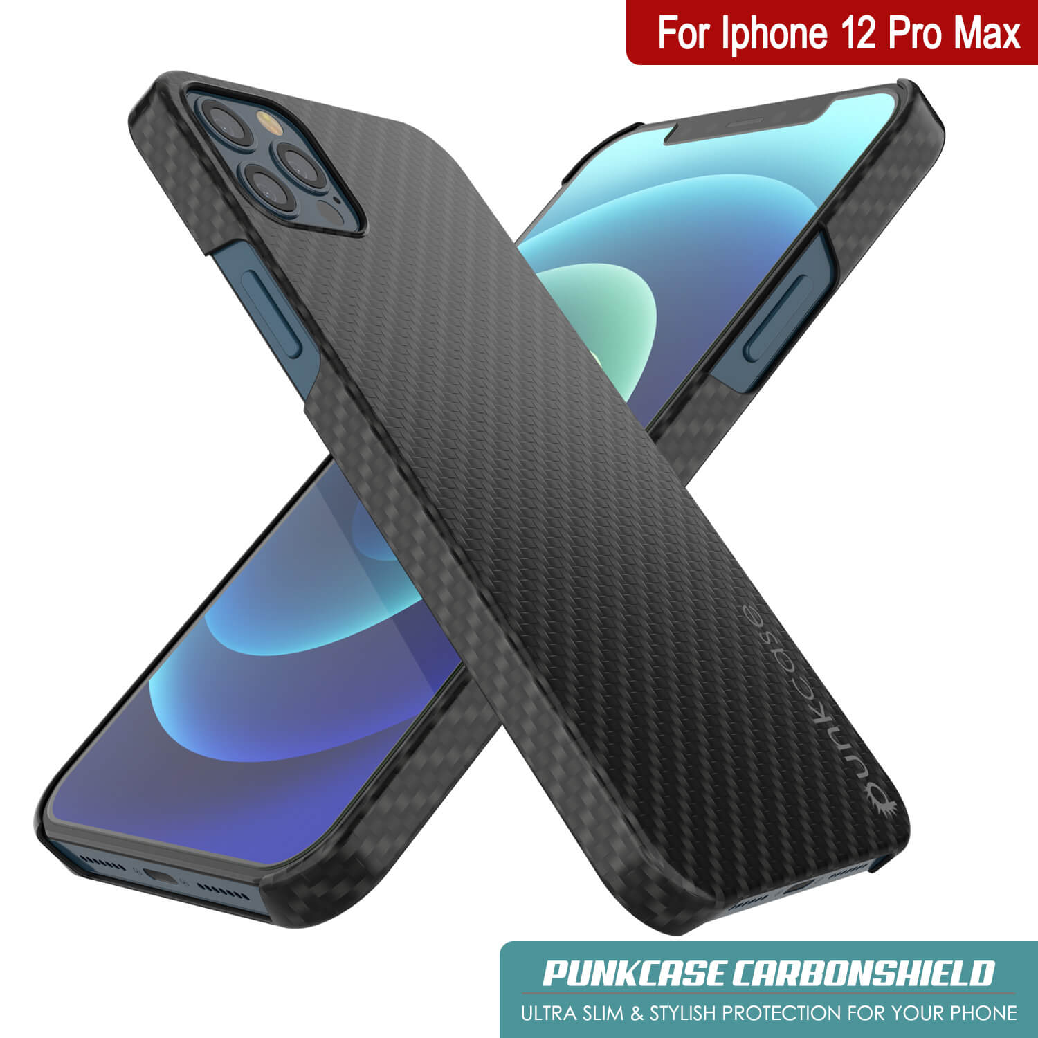 iPhone 12 Pro Max Case, Punkcase CarbonShield, Heavy Duty & Ultra Thin 2  Piece Dual Layer [shockproof]