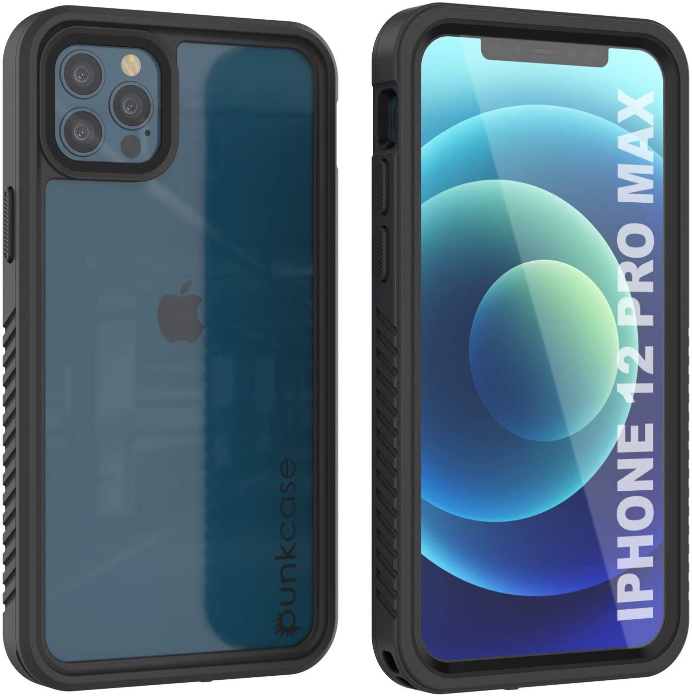 iPhone 12 Pro Max Waterproof Case, Punkcase [Extreme Series] Armor Cover W/ Built In Screen Protector [Black]