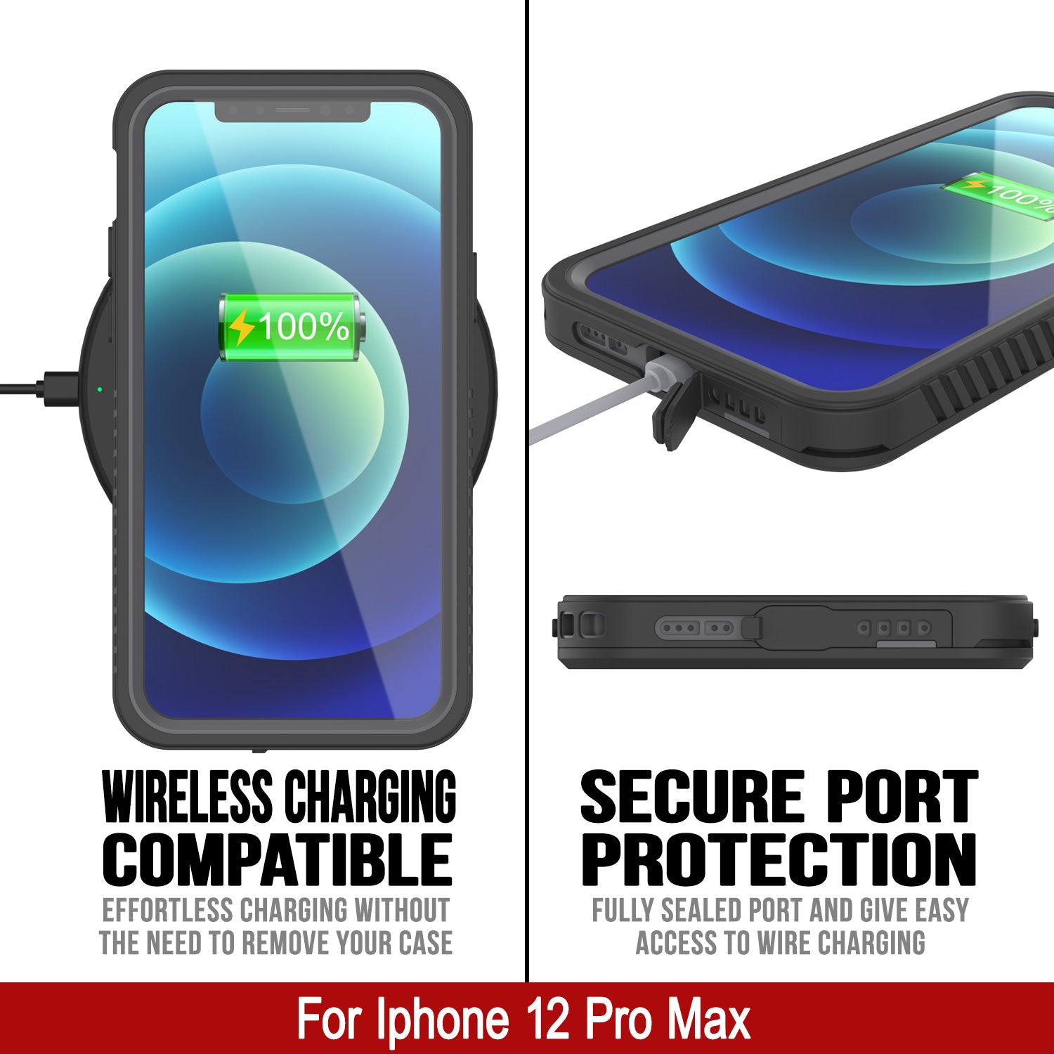 iPhone 12 Pro Max Waterproof Case, Punkcase [Extreme Series] Armor Cover W/ Built In Screen Protector [Purple]