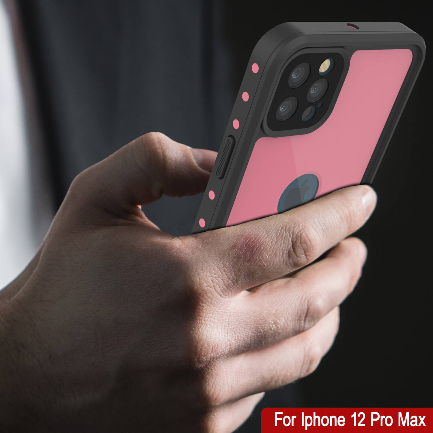 iPhone 12 Pro Max Waterproof IP68 Case, Punkcase [Pink] [StudStar Series] [Slim Fit] [Dirtproof]