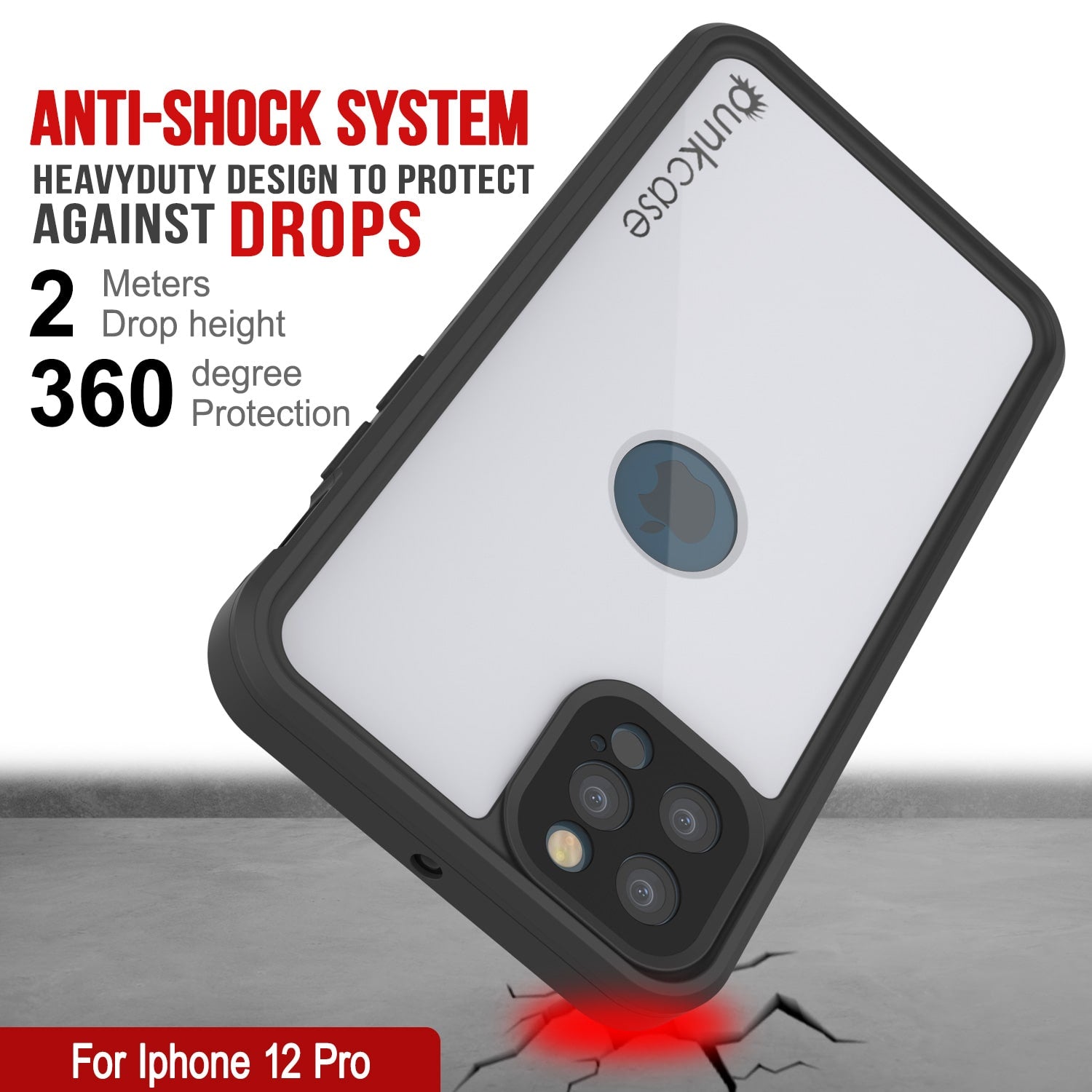 iPhone 12 Pro Waterproof IP68 Case, Punkcase [White] [StudStar Series] [Slim Fit] [Dirtproof]