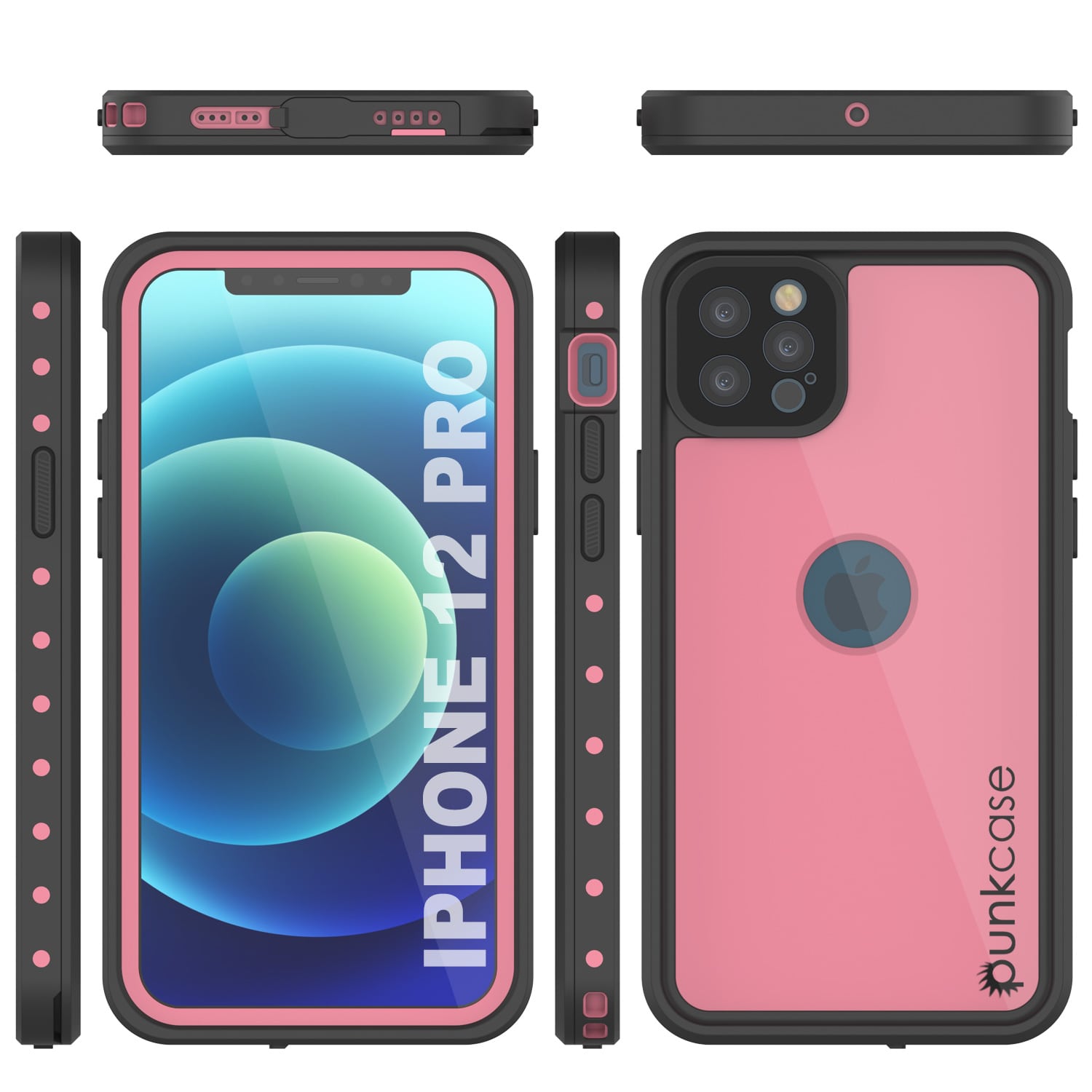 iPhone 12 Pro Waterproof IP68 Case, Punkcase [Pink] [StudStar Series] [Slim Fit] [Dirtproof]