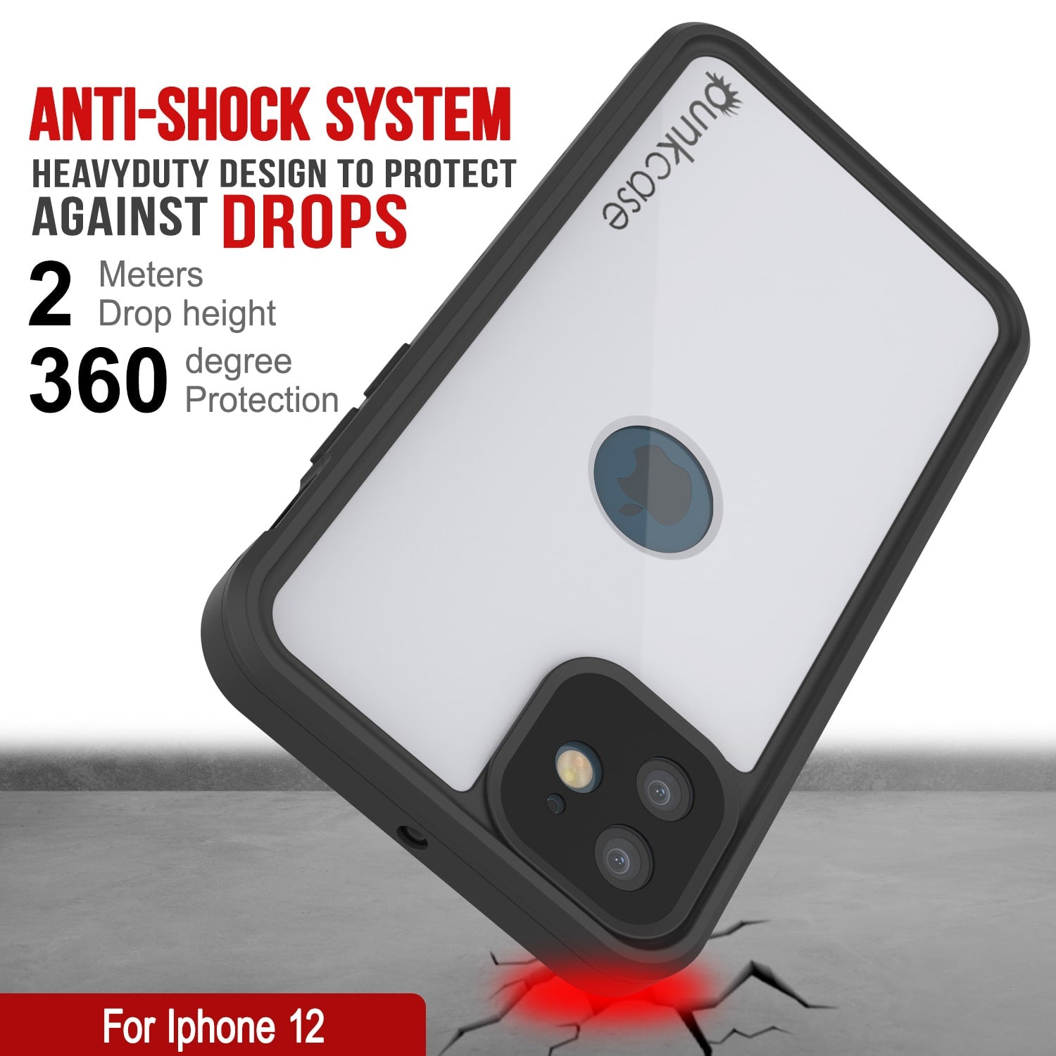 iPhone 12 Waterproof IP68 Case, Punkcase [White] [StudStar Series] [Slim Fit] [Dirtproof]