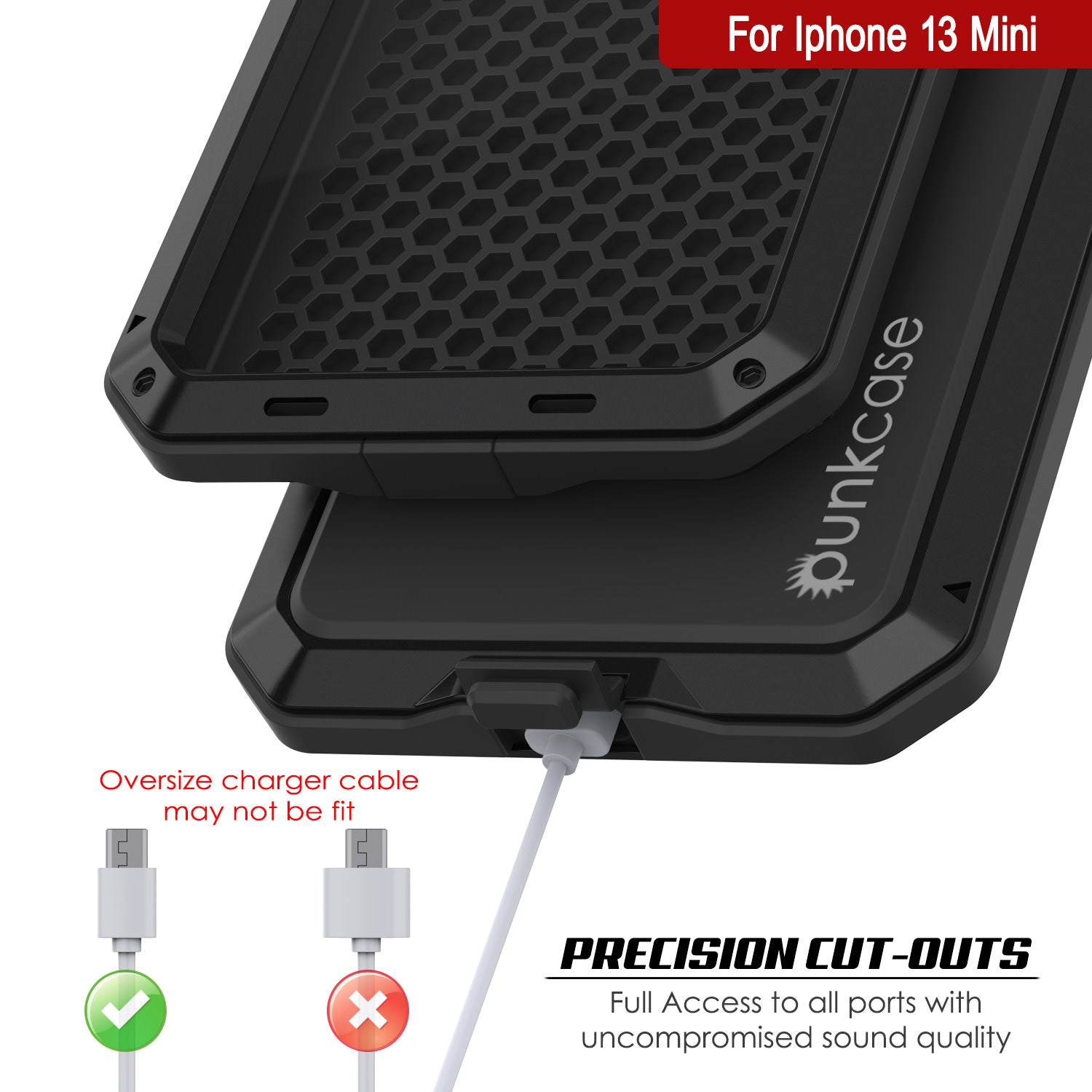 iPhone 13 Mini Metal Case, Heavy Duty Military Grade Armor Cover [shock proof] Full Body Hard [Black]