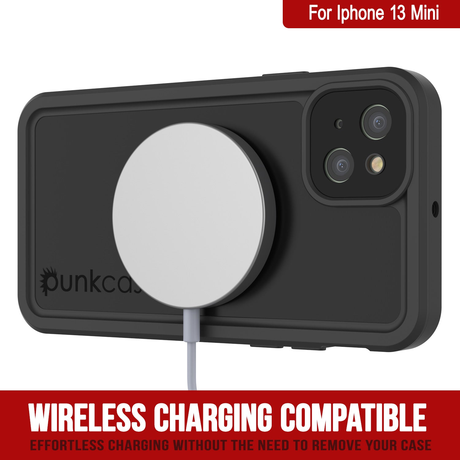 iPhone 13 Mini Waterproof IP68 Case, Punkcase [Black] [StudStar Series] [Slim Fit]