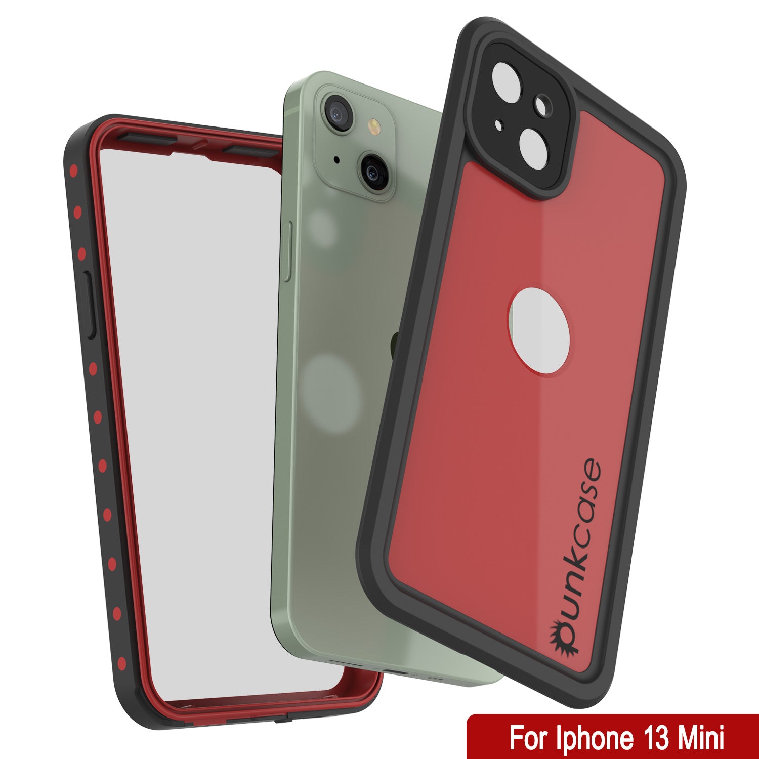 iPhone 13 Mini Waterproof IP68 Case, Punkcase [Red] [StudStar Series] [Slim  Fit]