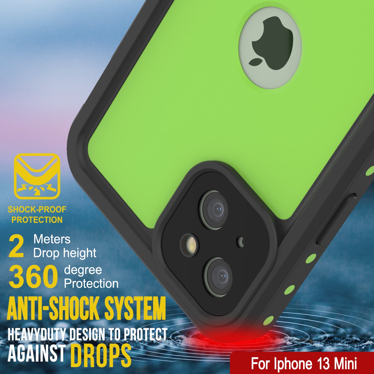 iPhone 13 Mini Waterproof IP68 Case, Punkcase [Light green
