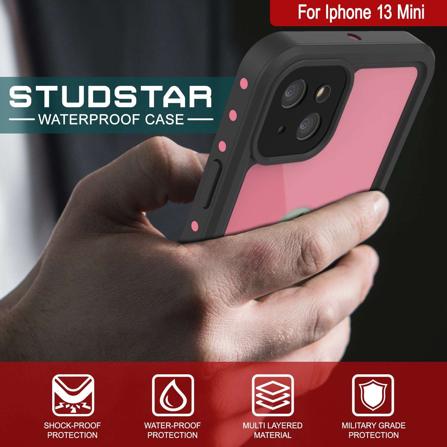 Punkcase Custodia impermeabile per iPhone 14 Plus [Serie StudStar Punkcase Custodia impermeabile per iPhone 14 Plus [Serie StudStar