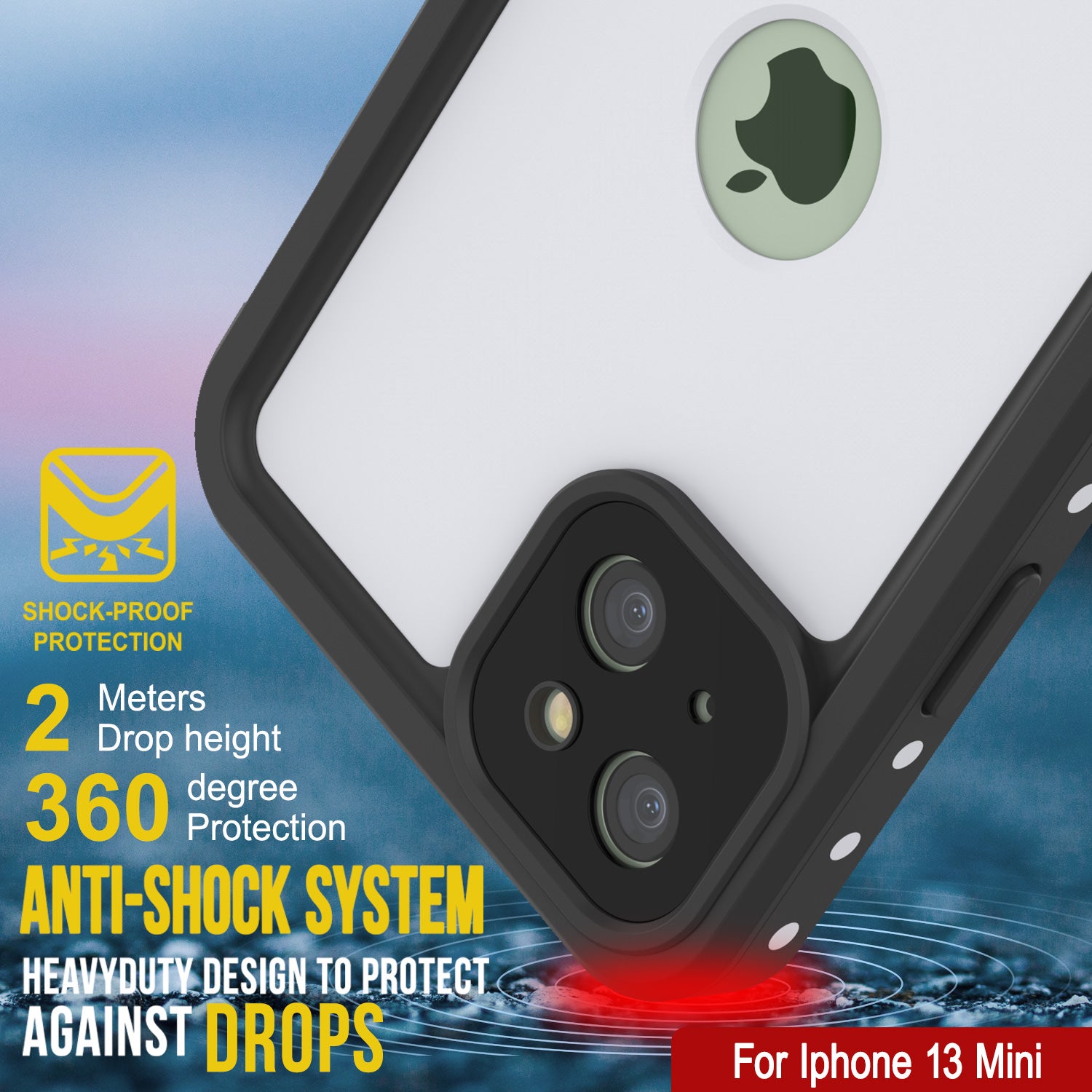 iPhone 13 Mini Waterproof IP68 Case, Punkcase [White] [StudStar Series] [Slim Fit] [Dirtproof]