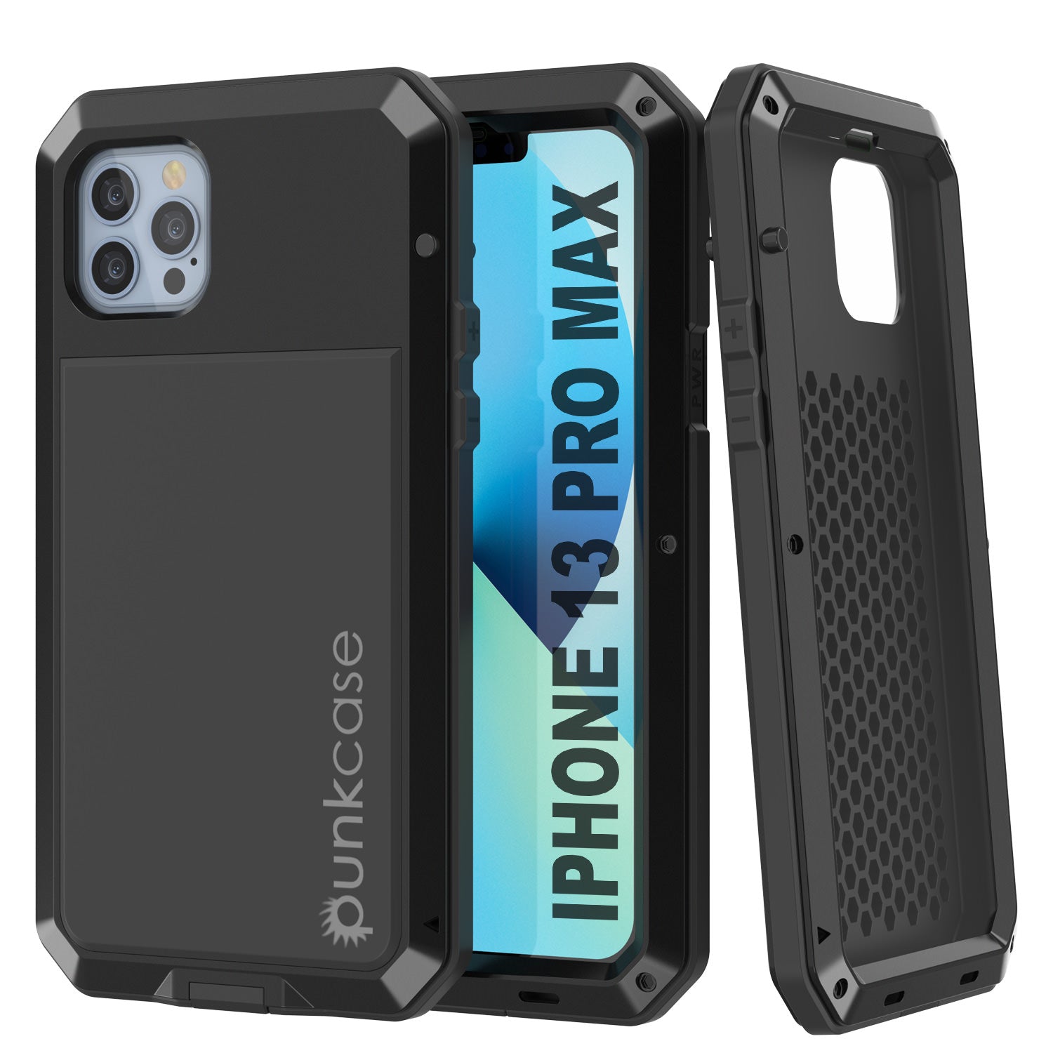iPhone 13 Pro Max Metal Case, Heavy Duty Military Grade Armor Cover [shock proof] Full Body Hard [Black]