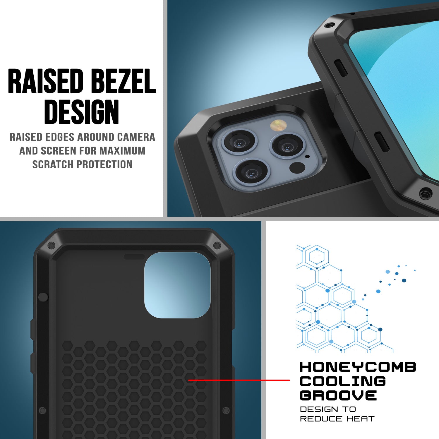 iPhone 13 Pro Max Metal Case, Heavy Duty Military Grade Armor Cover [shock proof] Full Body Hard [Black]