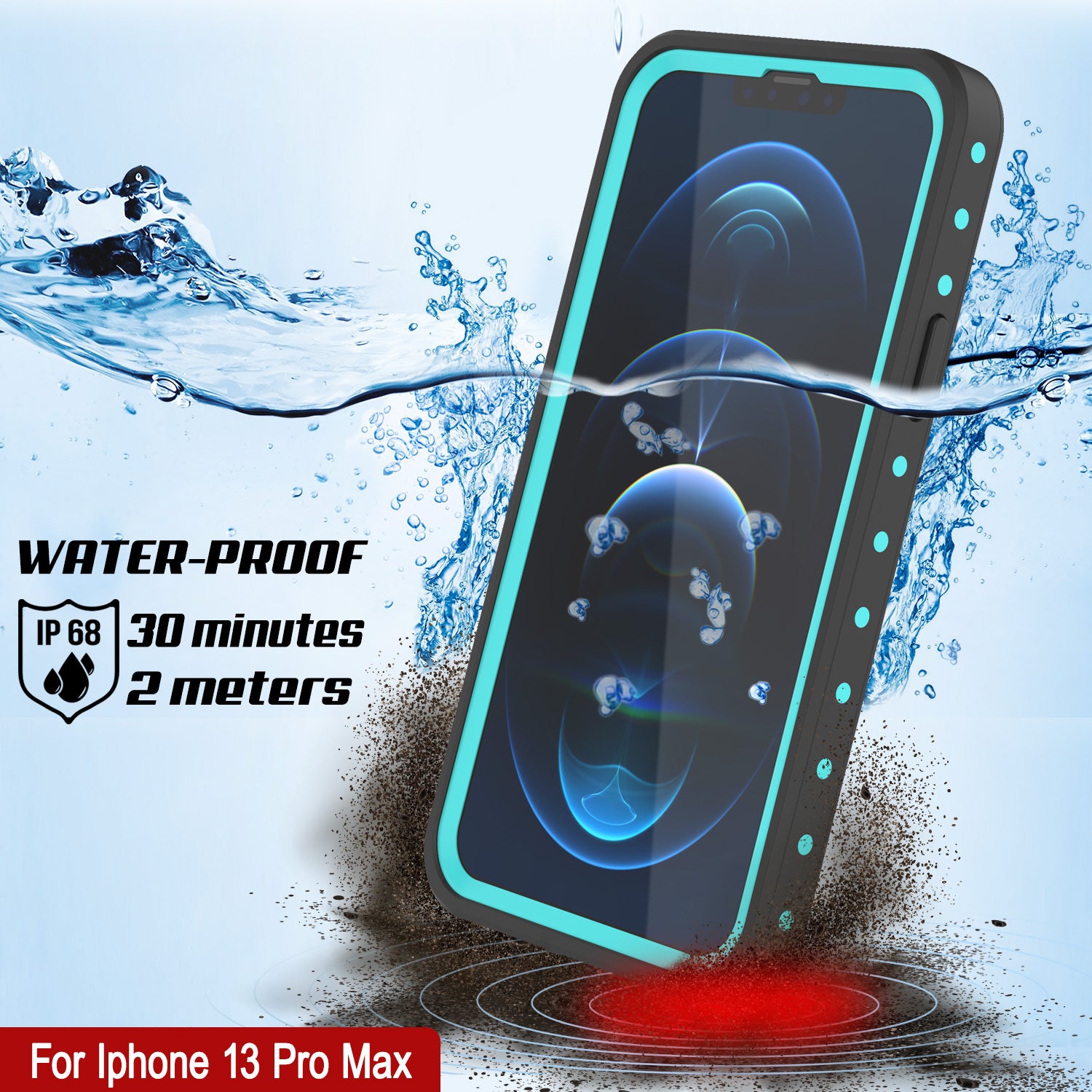 iPhone 13 Pro Max Waterproof IP68 Case, Punkcase [Teal iPhone 13 Pro Max Waterproof IP68 Case, Punkcase [Teal