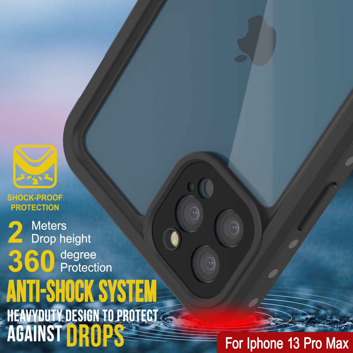 iPhone 13 Pro Max Waterproof IP68 Case, Punkcase [Clear] [StudStar Series] [Slim Fit] [Dirtproof]