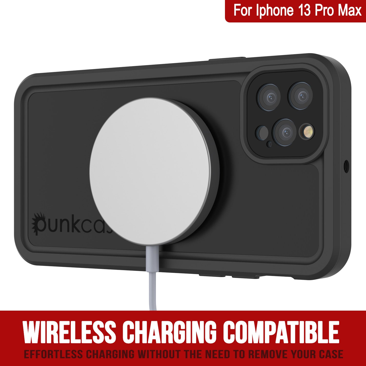 iPhone 13 Pro Max Waterproof IP68 Case, Punkcase [Black] [StudStar Series] [Slim Fit]