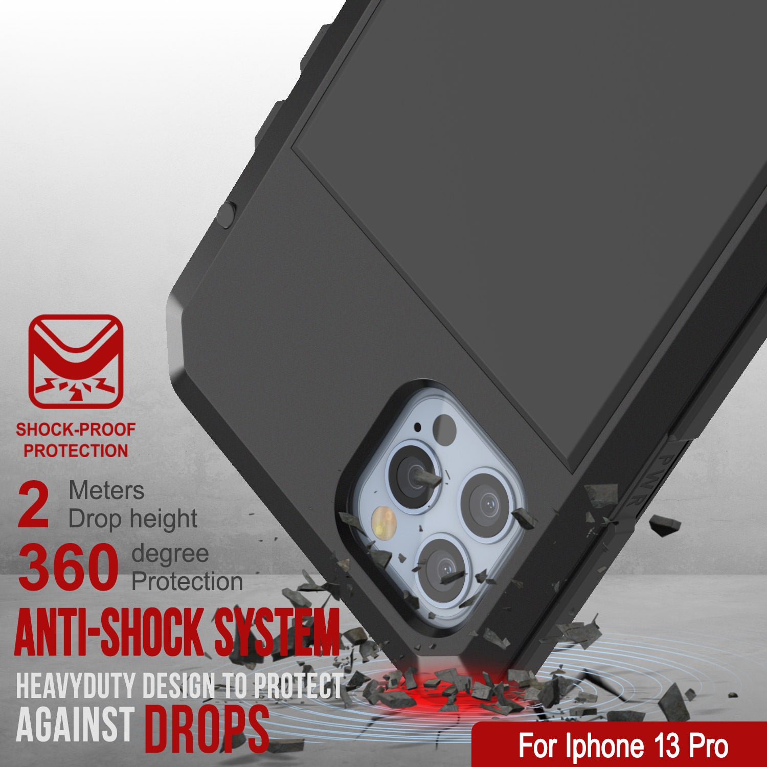 iPhone 13 Pro Metal Case, Heavy Duty Military Grade Armor Cover [shock proof] Full Body Hard [Black]