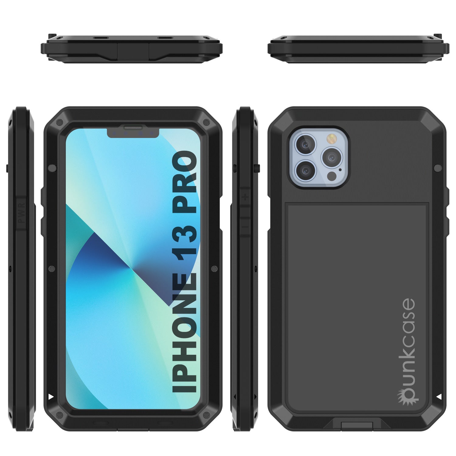 iPhone 13 Pro Metal Case, Heavy Duty Military Grade Armor Cover [shock proof] Full Body Hard [Black]