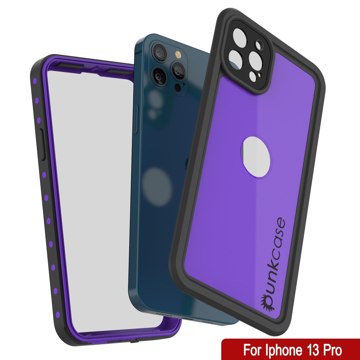 iPhone 13 Pro Waterproof IP68 Case, Punkcase [Purple] [StudStar Series] [Slim Fit] [Dirtproof]