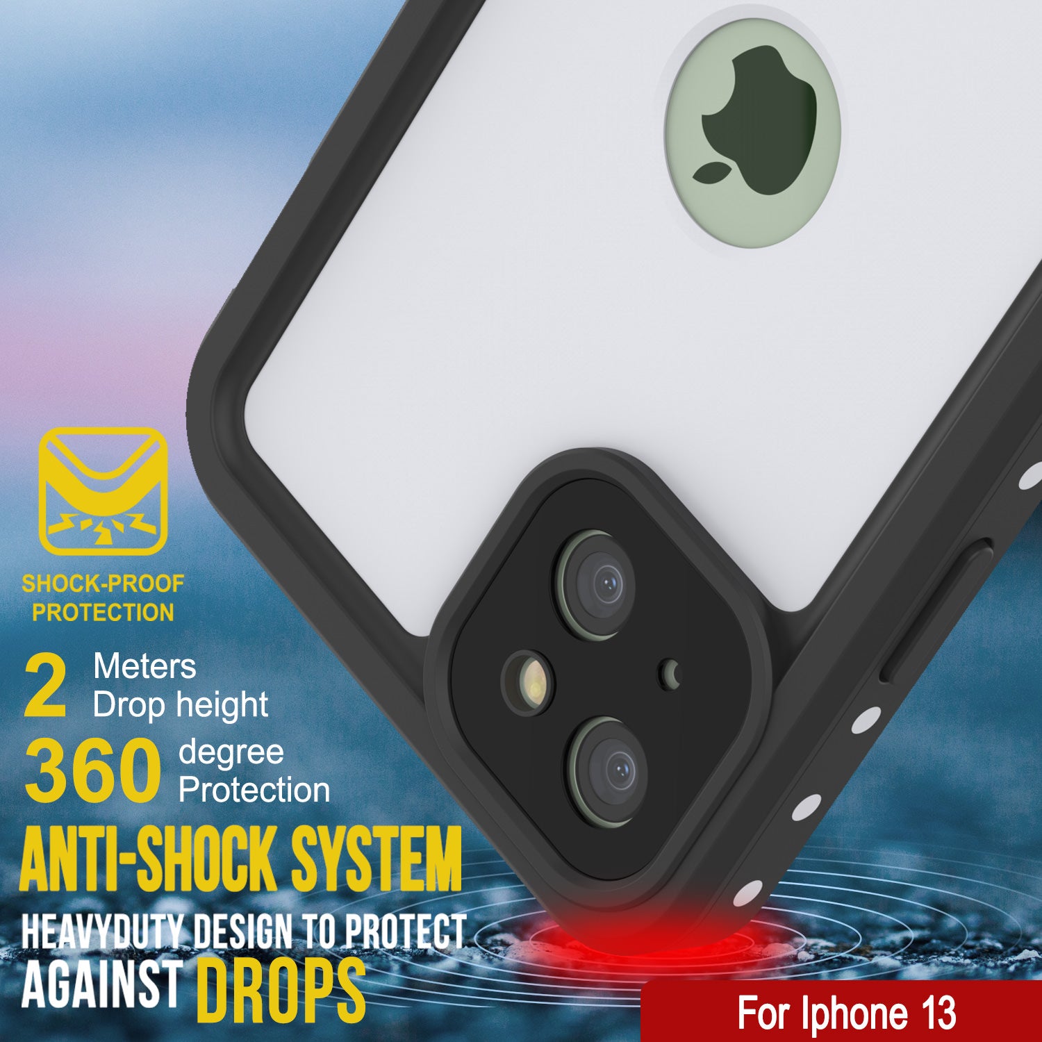 iPhone 13 Waterproof IP68 Case, Punkcase [White] [StudStar Series] [Slim Fit] [Dirtproof]