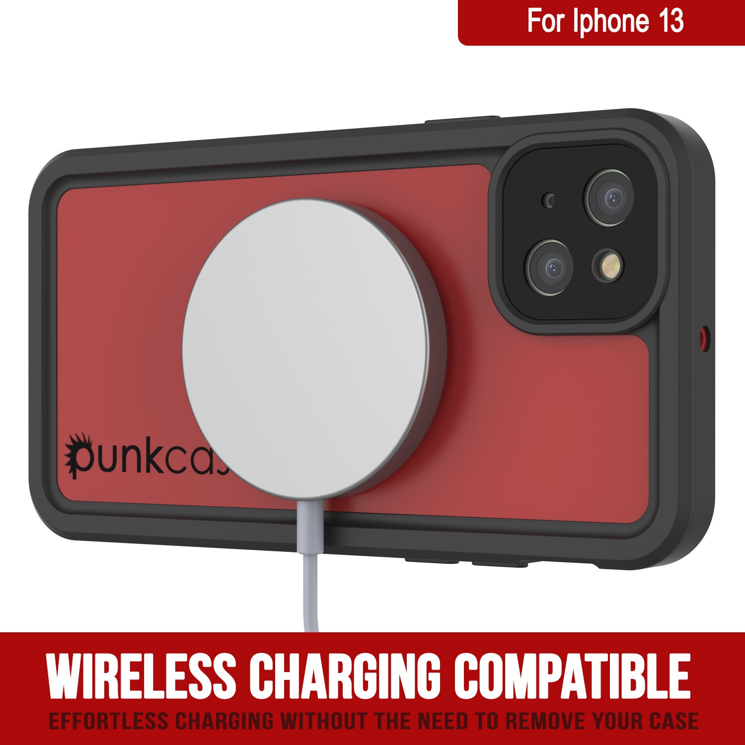 iPhone 13 Waterproof IP68 Case, Punkcase [Red] [StudStar Series] [Slim Fit]