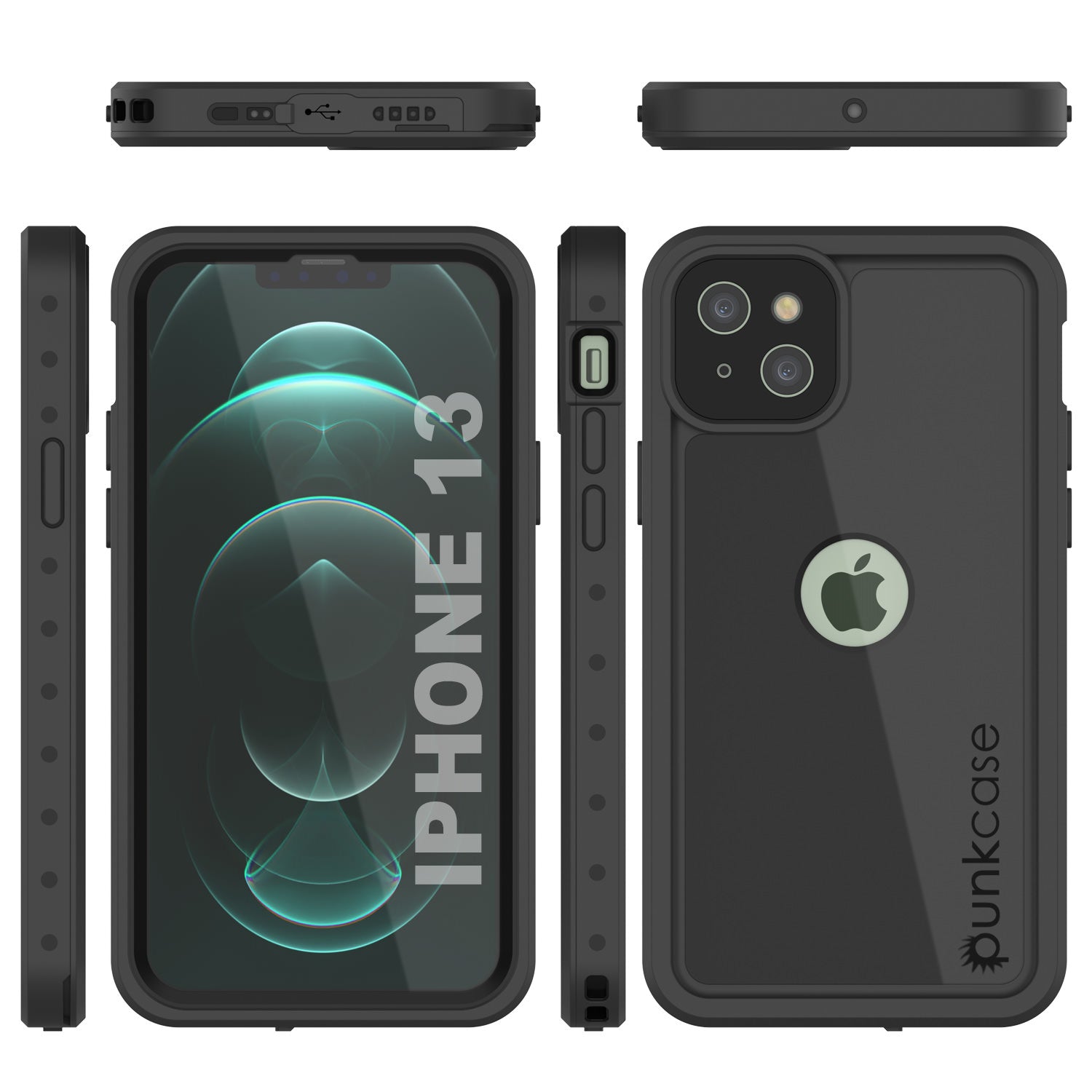 iPhone 13 Waterproof IP68 Case, Punkcase [Black] [StudStar Series] [Slim Fit]