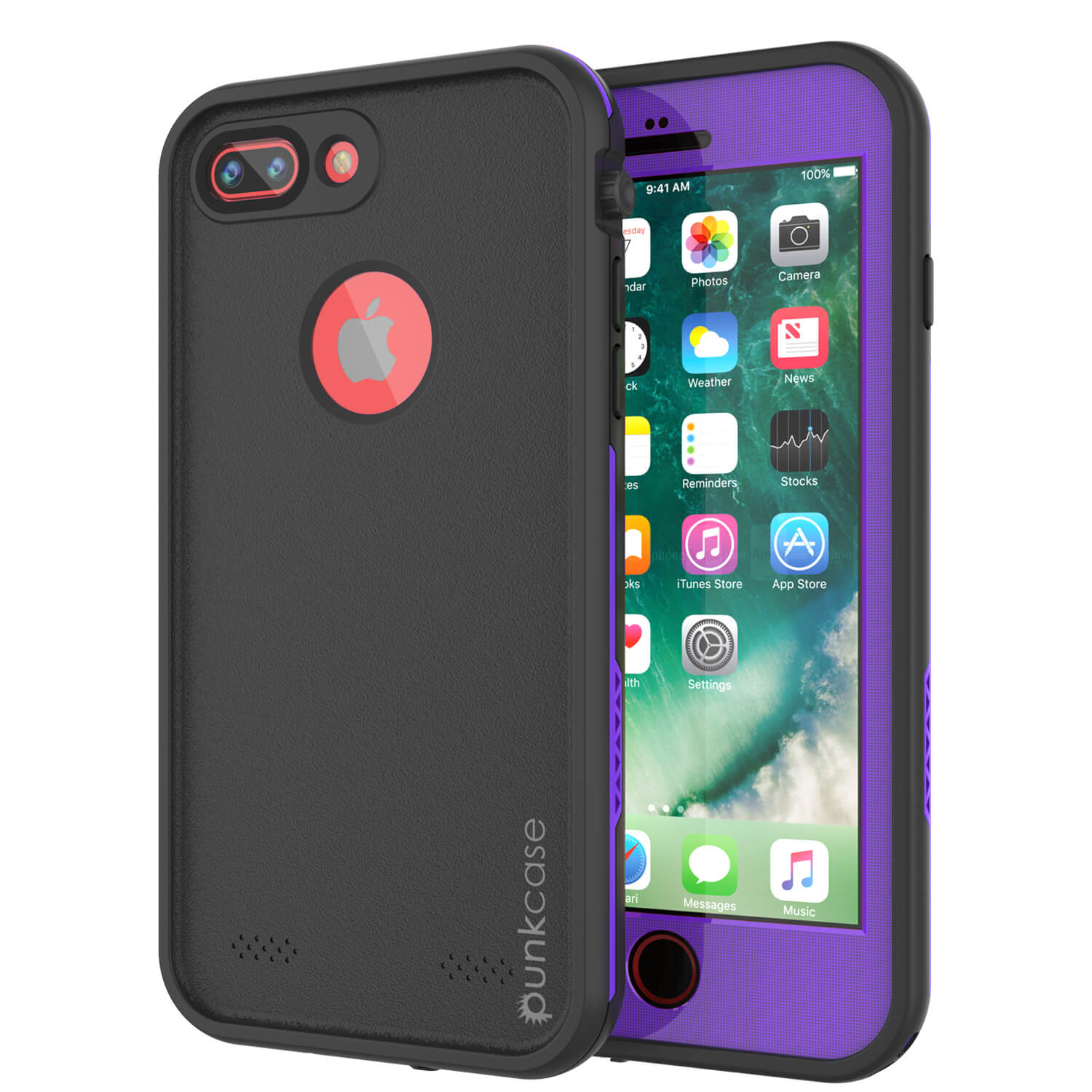 iPhone 7+ Plus Waterproof Case, Punkcase SpikeStar Purple Series | Thin Fit 6.6ft Underwater IP68