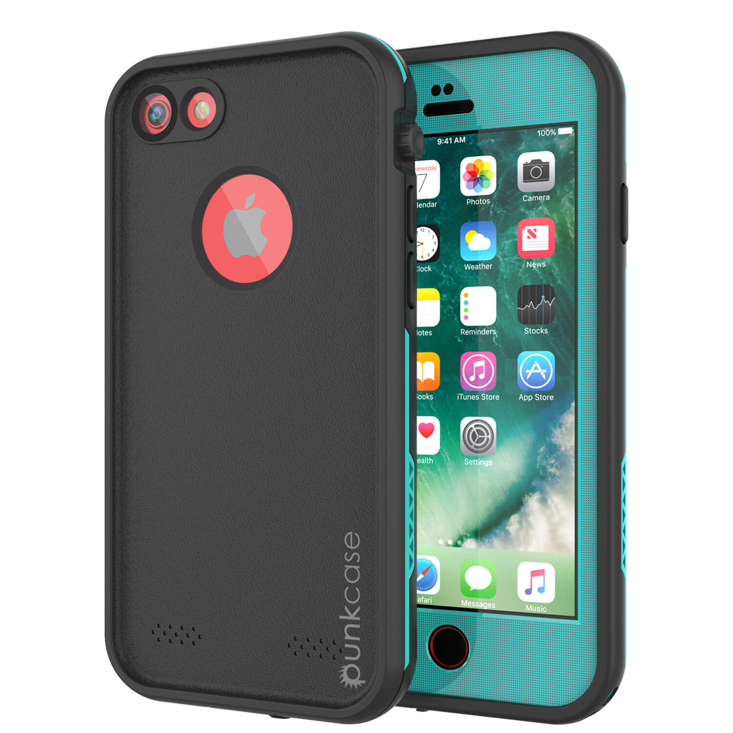 iPhone 7 Waterproof Case, Punkcase SpikeStar Teal Series | Thin Fit 6.6ft Underwater IP68