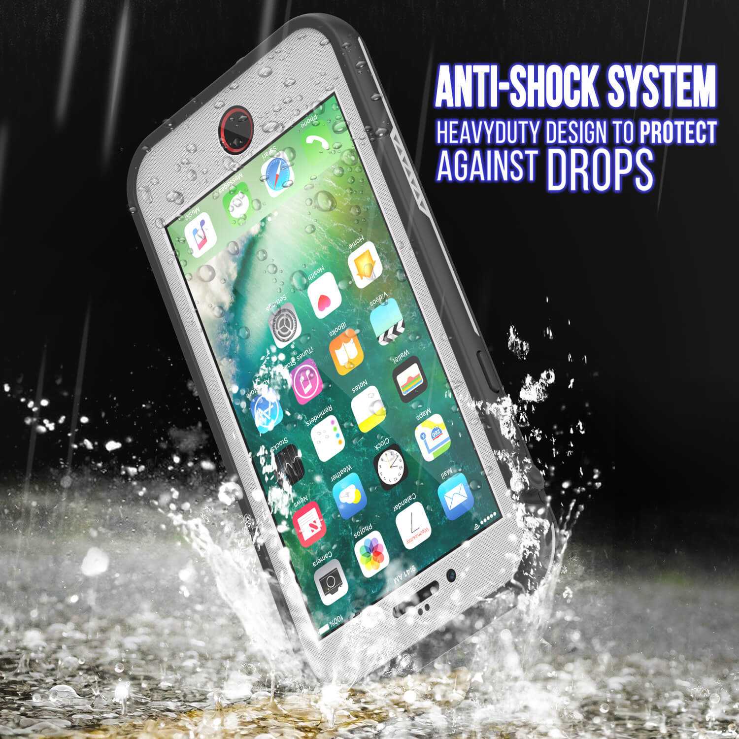 iPhone 8+ Plus Waterproof Case, Punkcase SpikeStar White Series | Thin Fit 6.6ft Underwater IP68