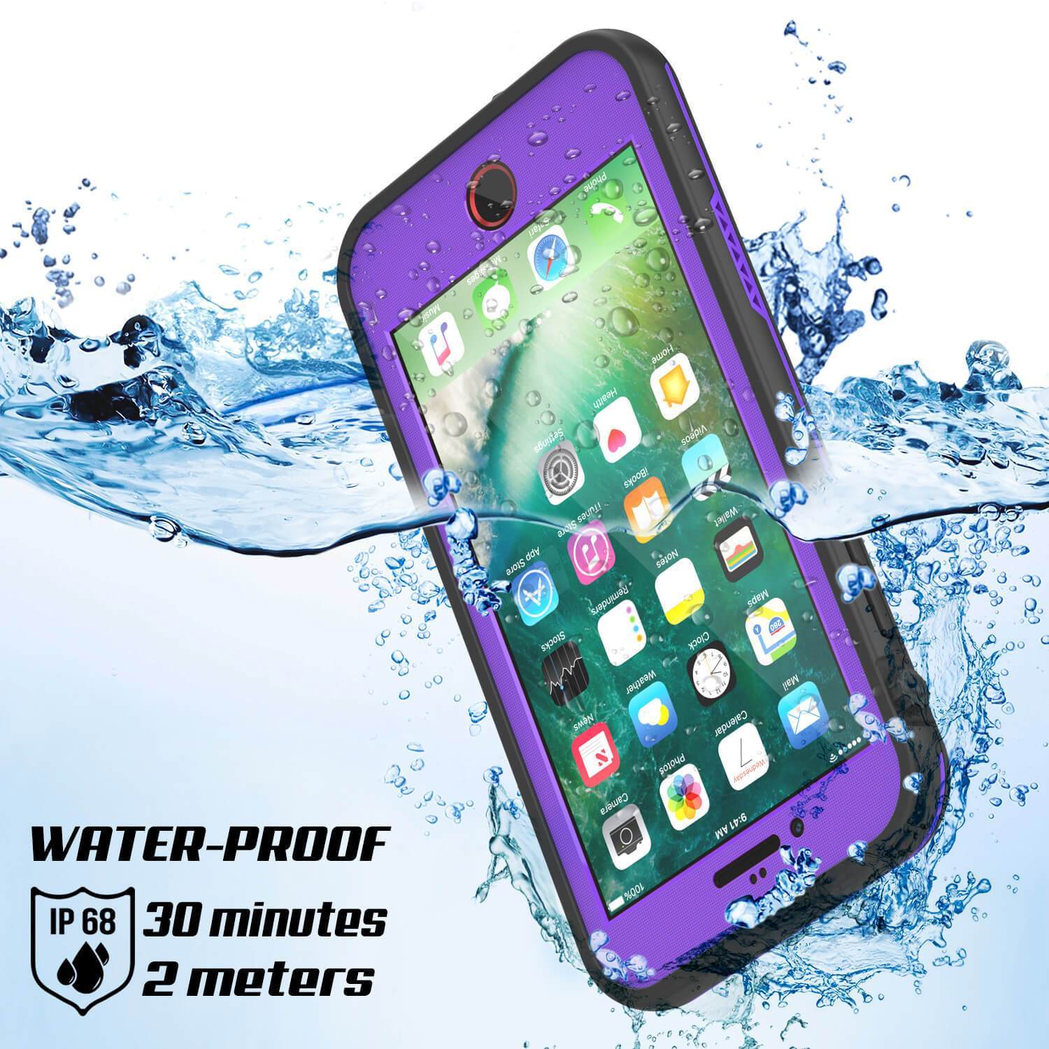 iPhone SE (4.7") Waterproof Case, Punkcase SpikeStar Purple Series | Thin Fit 6.6ft Underwater IP68