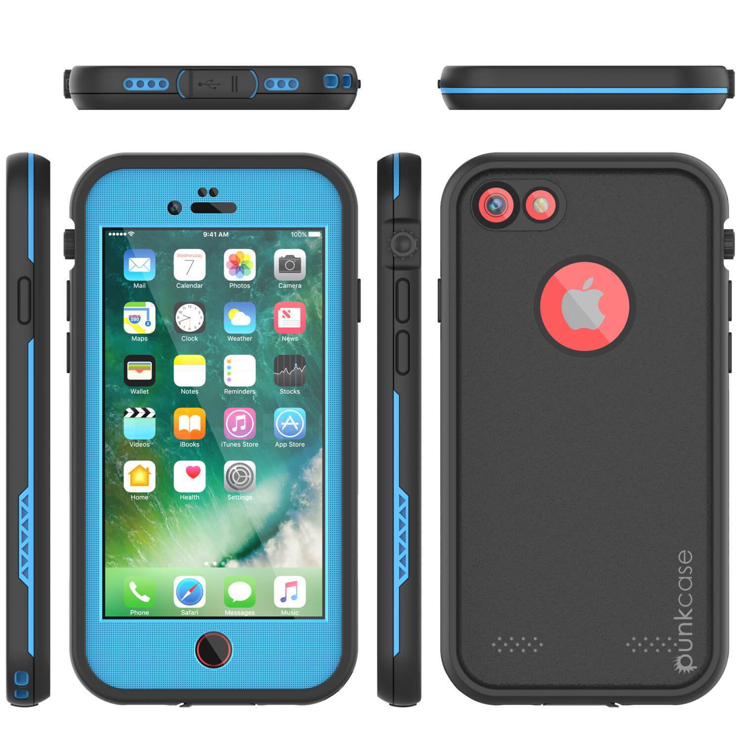 iPhone SE (4.7") Waterproof Case, Punkcase SpikeStar Light-Blue Series | Thin Fit 6.6ft Underwater IP68
