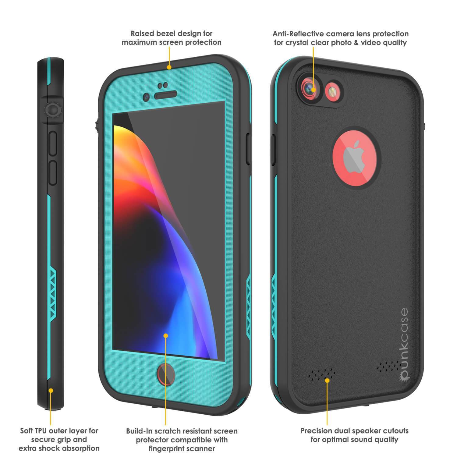 iPhone SE (4.7") Waterproof Case, Punkcase SpikeStar Teal Series | Thin Fit 6.6ft Underwater IP68