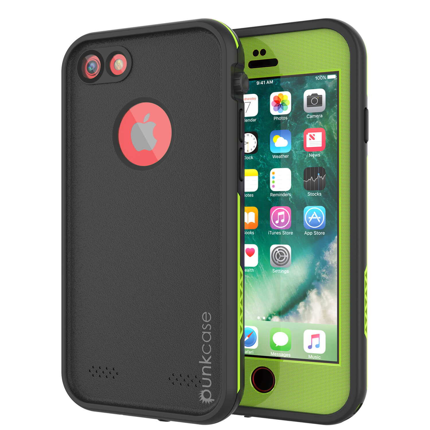 iPhone 8 Waterproof Case, Punkcase SpikeStar Light-Green Series | Thin Fit 6.6ft Underwater IP68