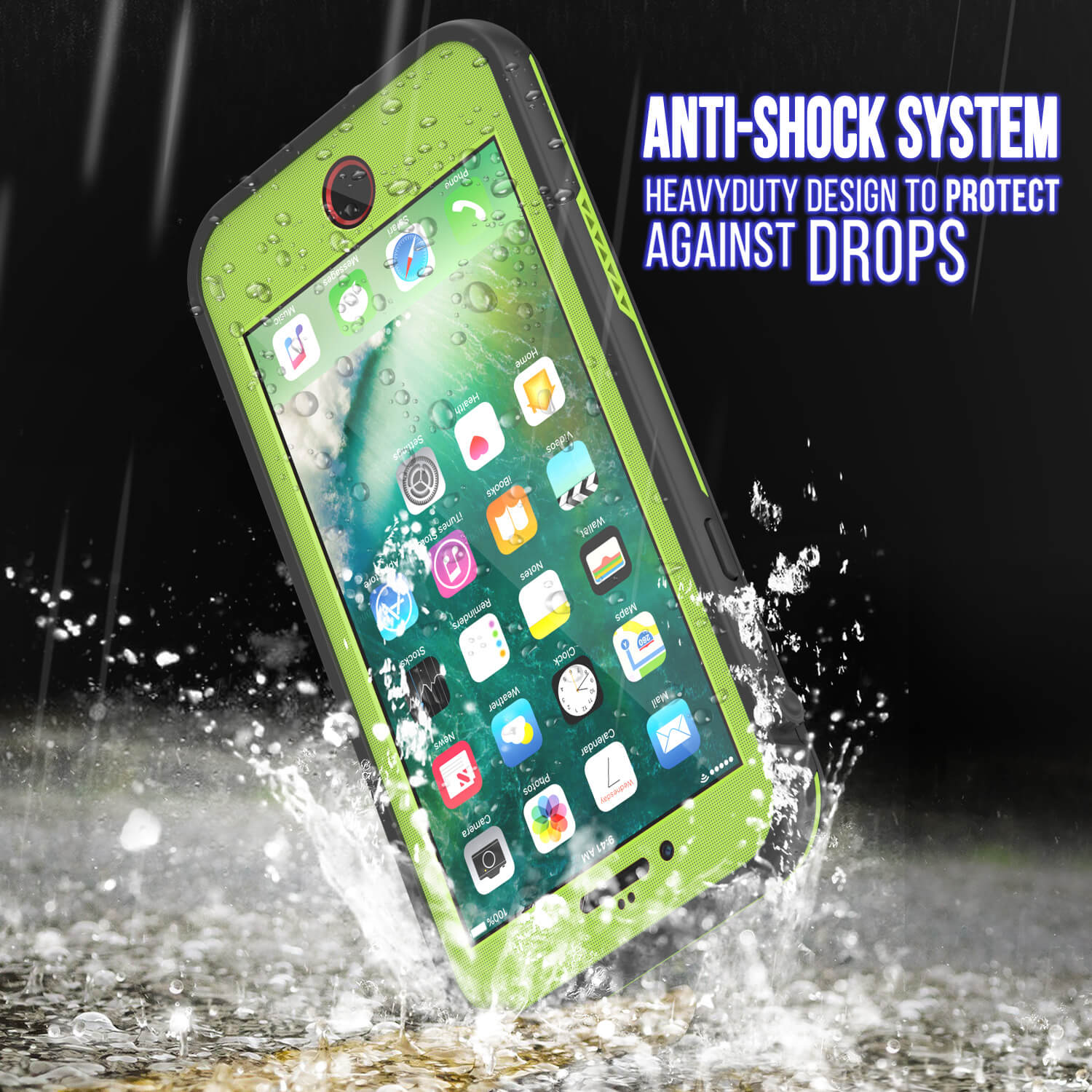 iPhone 8 Waterproof Case, Punkcase SpikeStar Light-Green Series | Thin Fit 6.6ft Underwater IP68