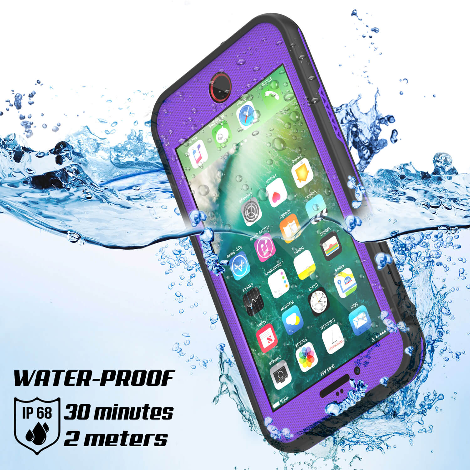 iPhone 8 Waterproof Case, Punkcase SpikeStar Purple Series | Thin Fit 6.6ft Underwater IP68