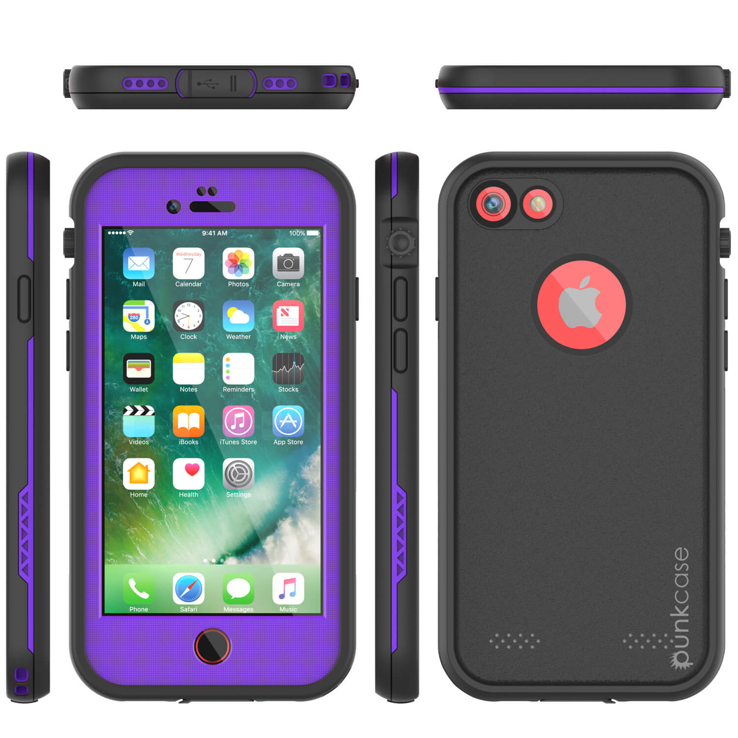 iPhone 8 Waterproof Case, Punkcase SpikeStar Purple Series | Thin Fit 6.6ft Underwater IP68