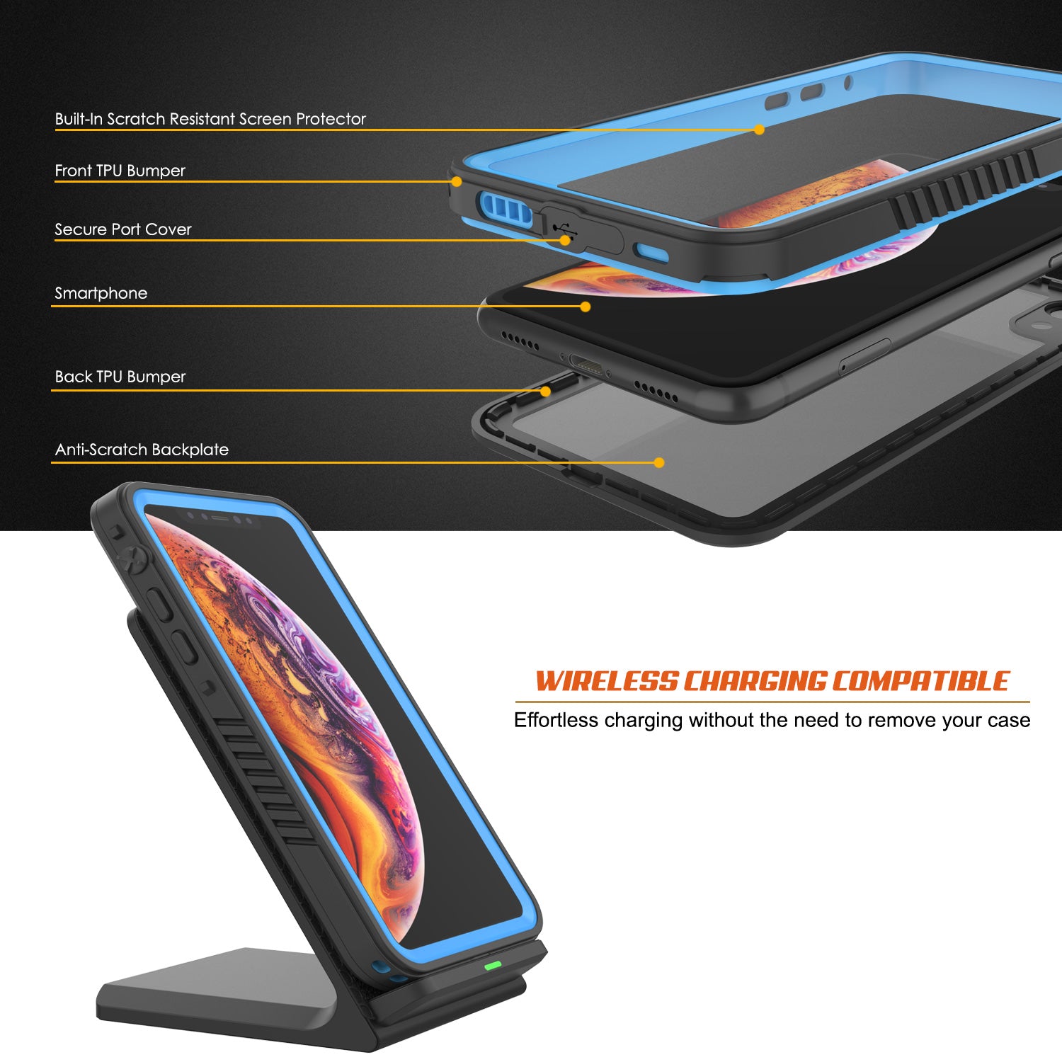 iPhone XR Waterproof Case, Punkcase [Extreme Series] Armor Cover W/ Built In Screen Protector [Light Blue]