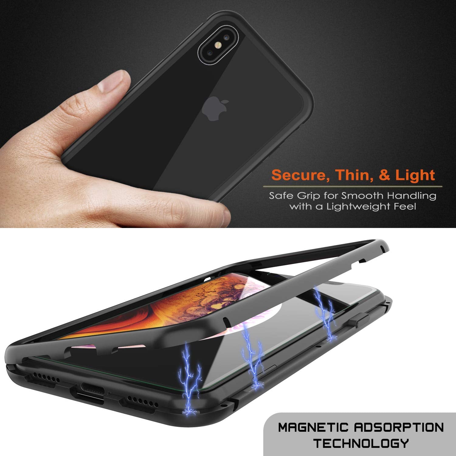 iPhone XS Max Case, Punkcase Magnetic Shield Protective TPU Cover W/ Tempered Glass Screen Protector [Black]
