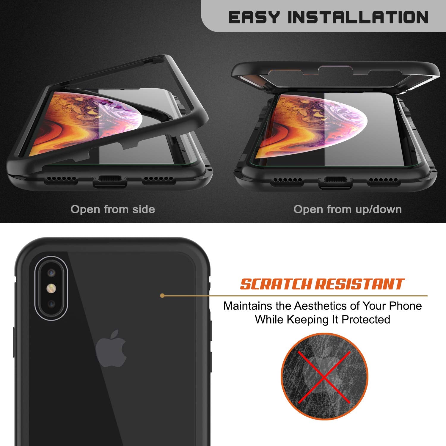 iPhone XS Case, Punkcase Magnetic Shield Protective TPU Cover W/ Tempered Glass Screen Protector [Black]