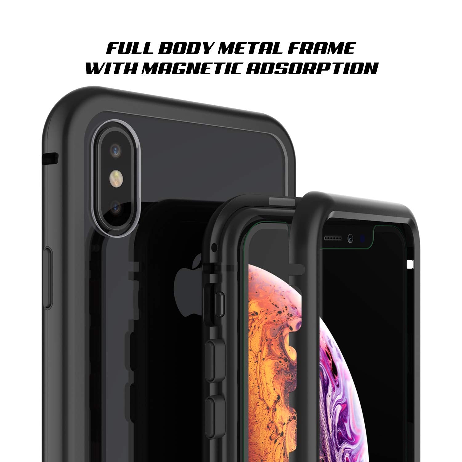 iPhone XS Max Case, Punkcase Magnetic Shield Protective TPU Cover W/ Tempered Glass Screen Protector [Black]