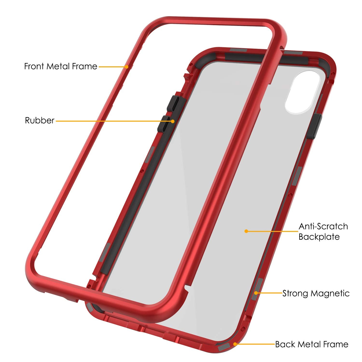 iPhone XS Max Case, Punkcase Magnetic Shield Protective TPU Cover W/ Tempered Glass Screen Protector [Red]