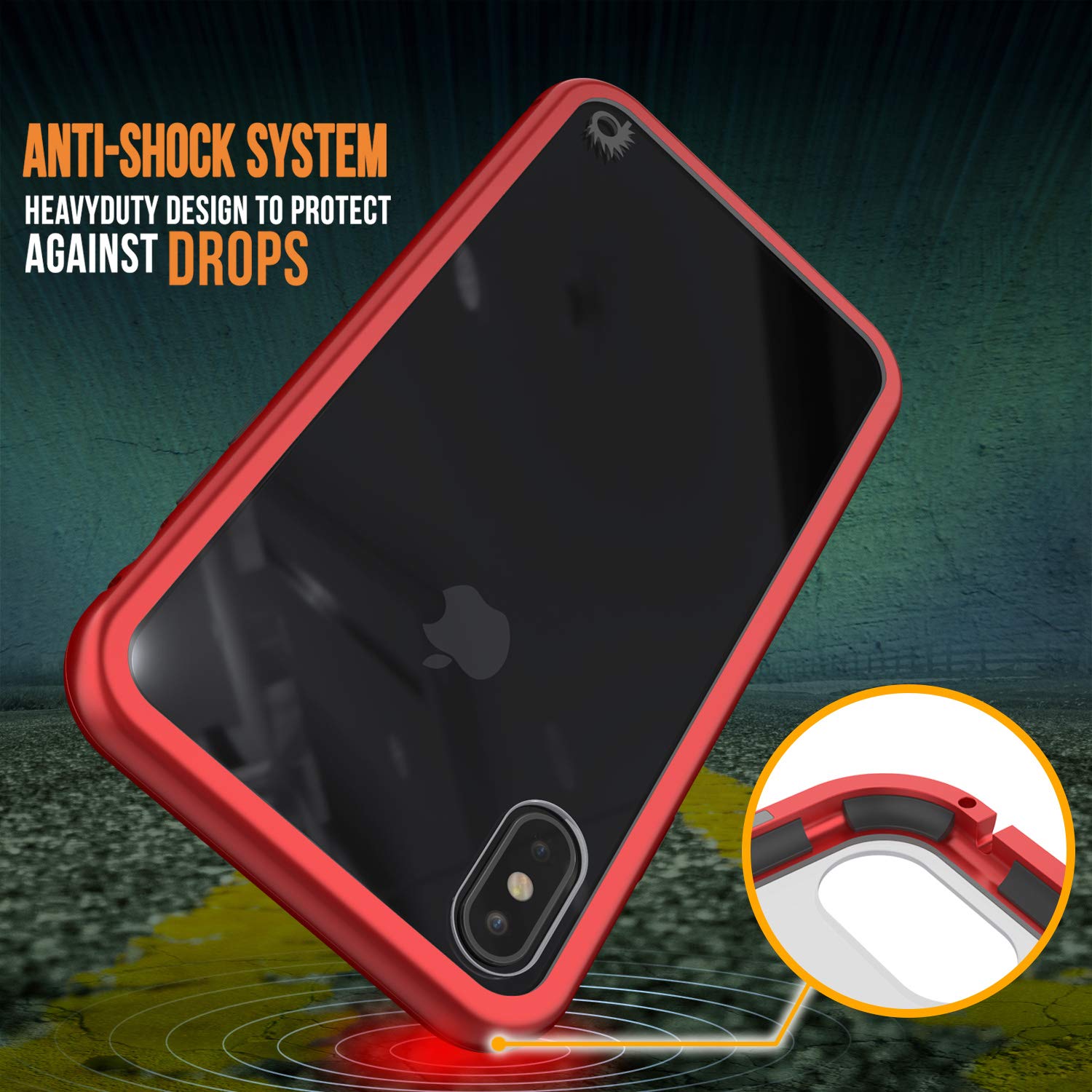 iPhone XS Max Case, Punkcase Magnetic Shield Protective TPU Cover W/ Tempered Glass Screen Protector [Red]